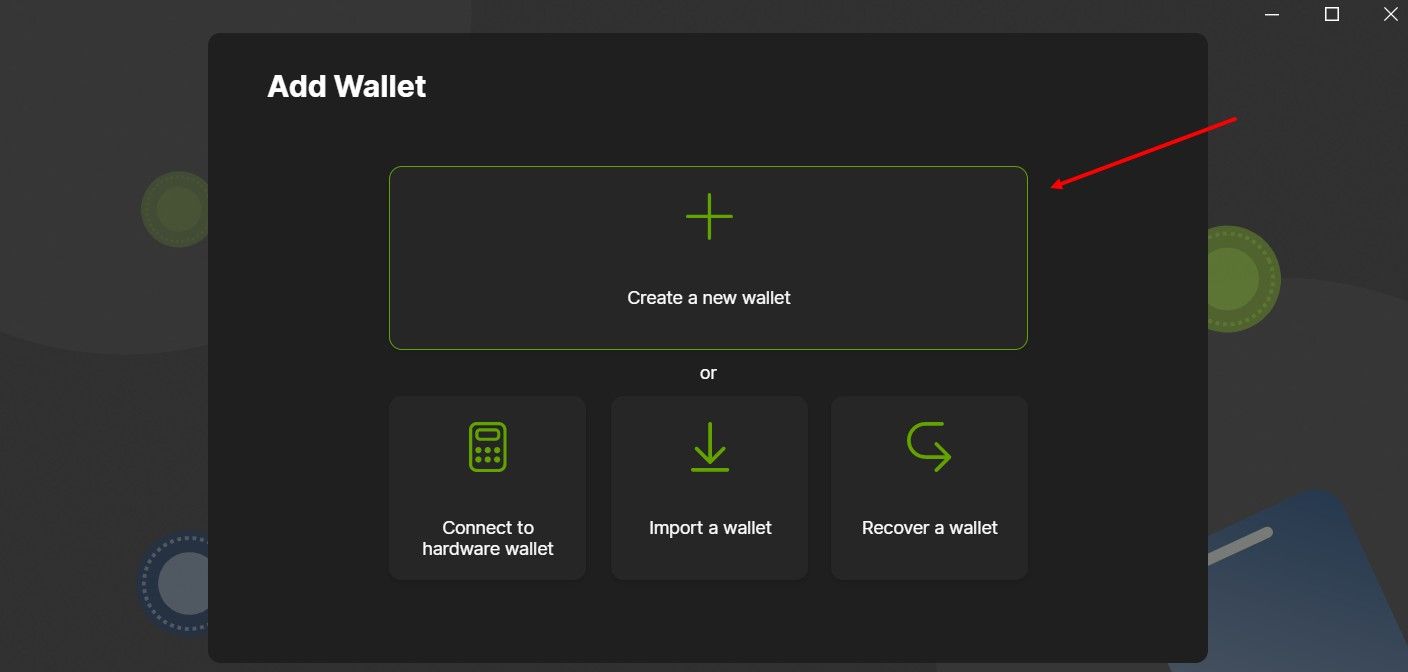 Wasabi Wallet - создание аккаунта