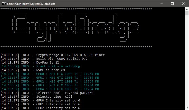 CryptoDredge 
- настройка и запуск майнера