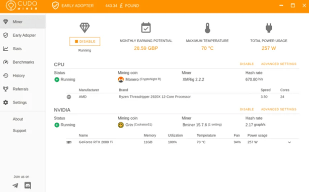Настройка Cudo Miner