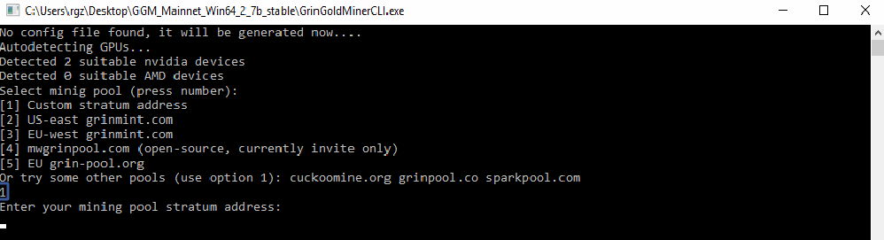 Настройка GrinGoldMiner