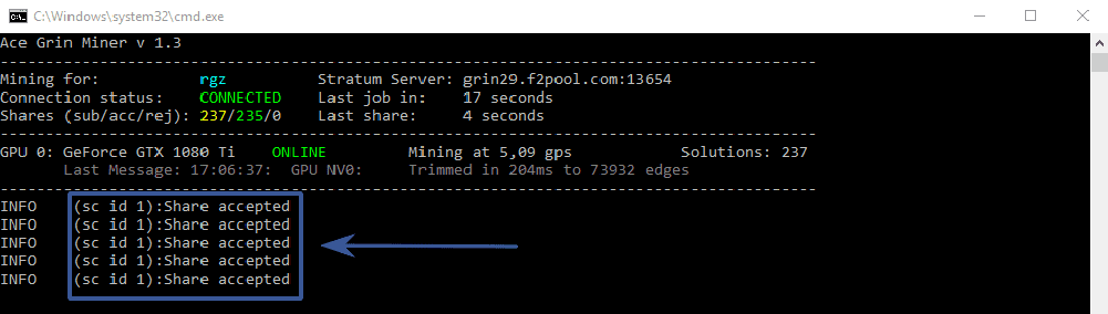Запуск Ace Grin Miner