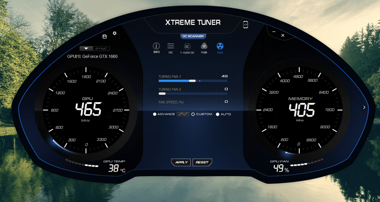 Интерфейс Galaxy Xtreme Tuner