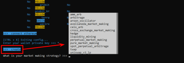 Ввод стратегии на Hummingbot