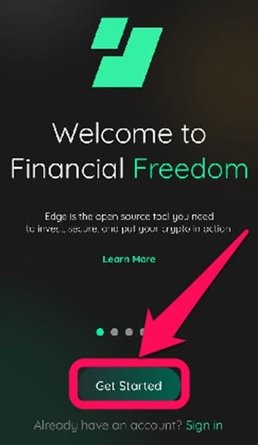 Создание учетной записи Edge Wallet