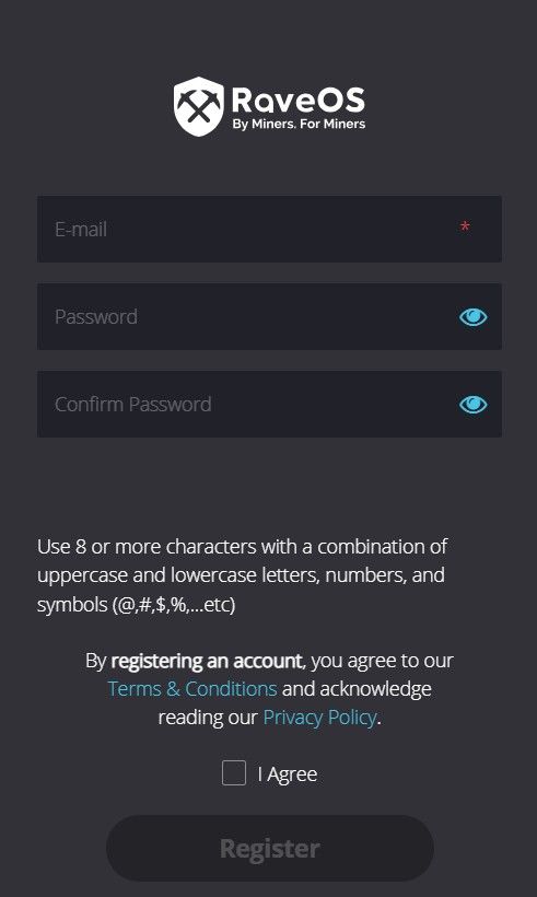 Регистрация в Rave OS