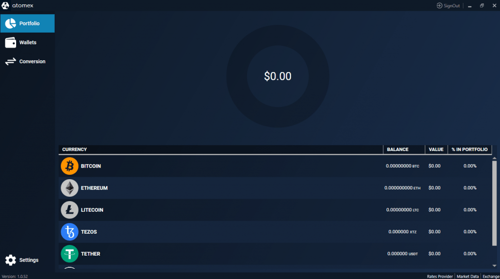 Интерфейс Atomex