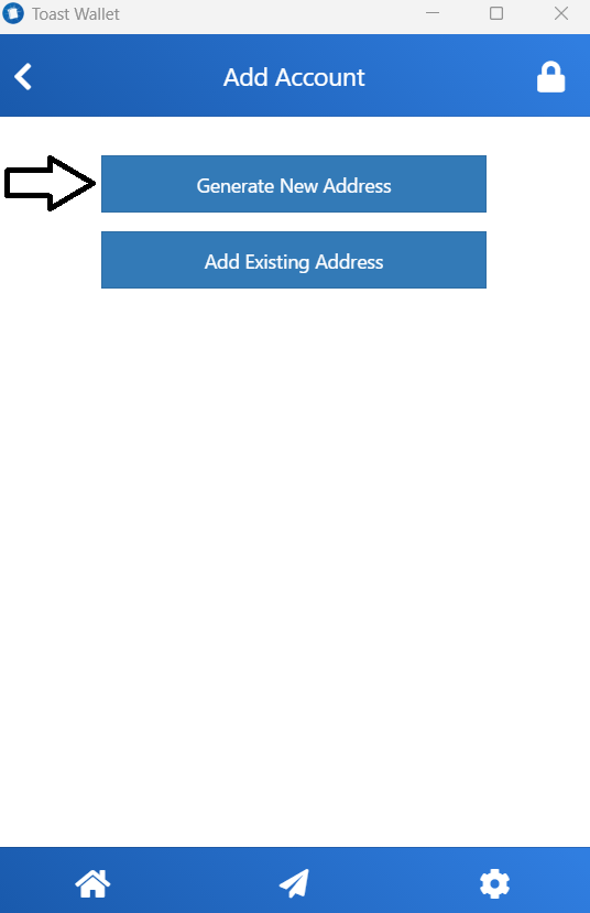 Создание кошелька в Toast Wallet