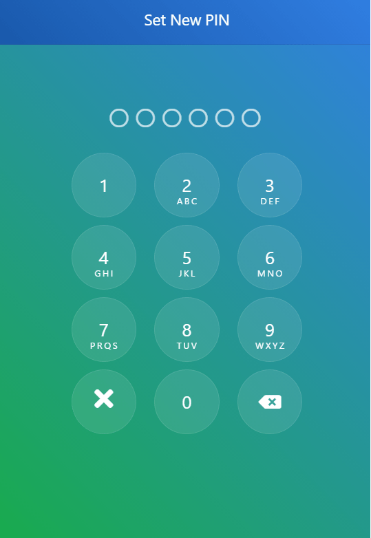Ввод пин-кода в Toast Wallet