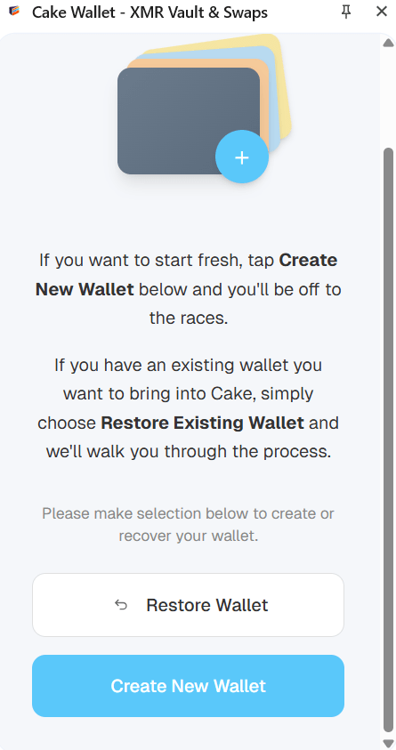Создание или восстановление кошелька 