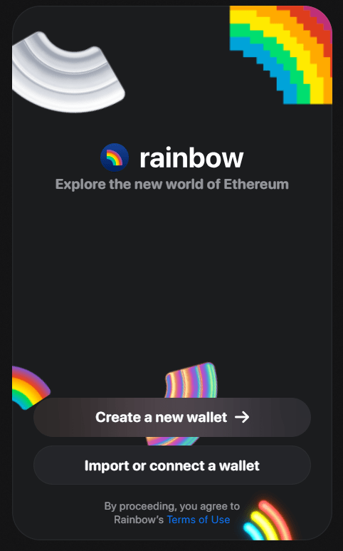 Создание кошелька Rainbow Wallet