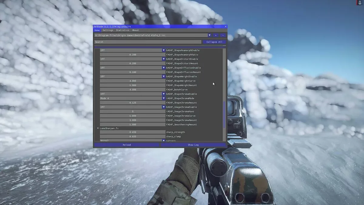 Интерфейс ReShade