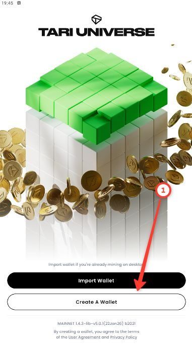 Создание кошелька Tari Universe Wallet