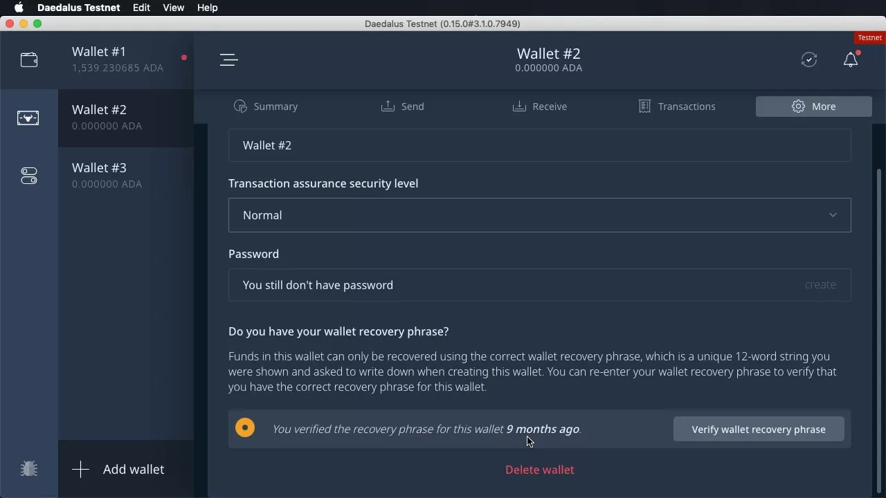 Интерфейс Daedalus Wallet